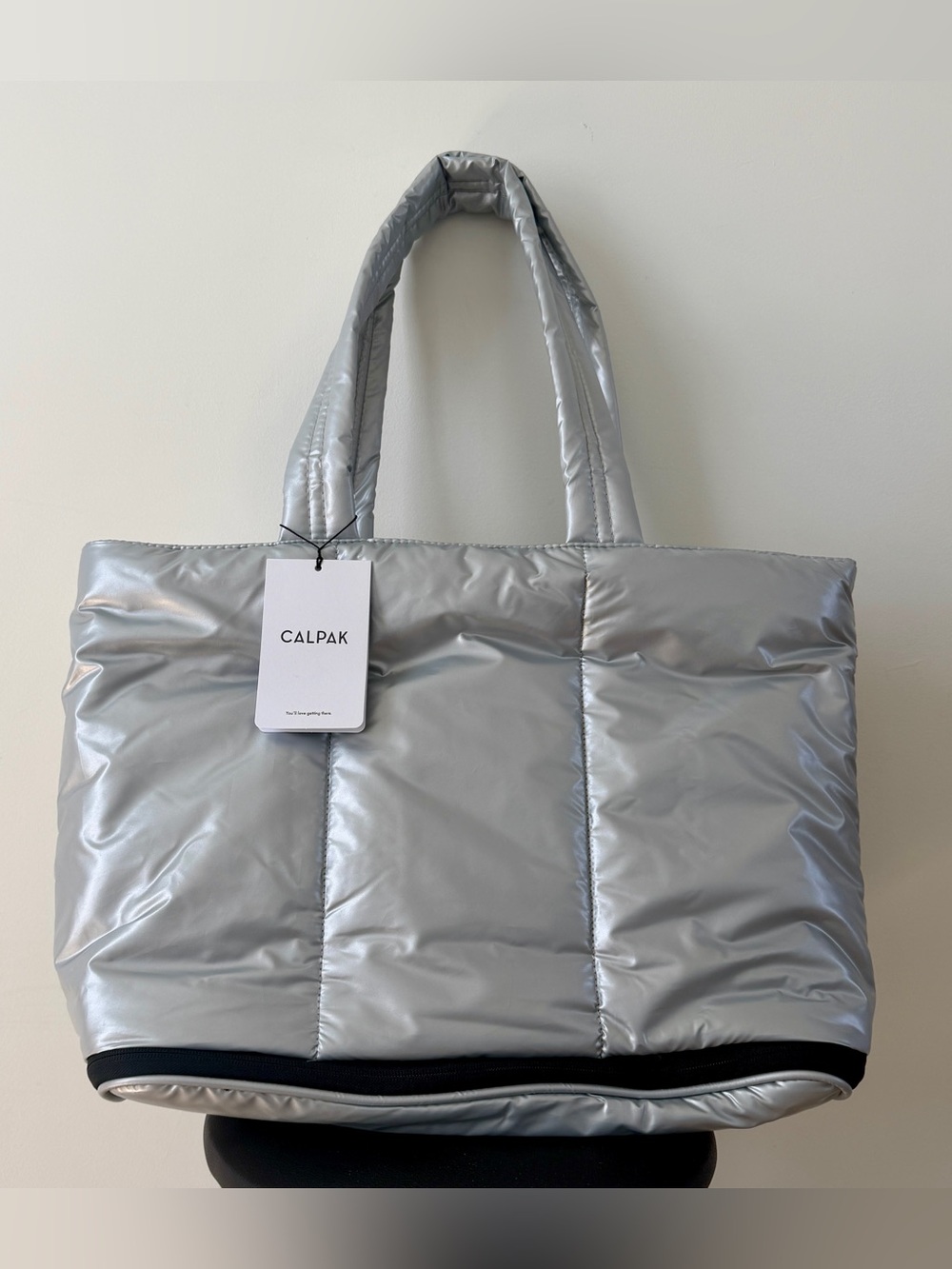 NWT - CALPAK Luka Expandable Laptop Tote in Silver